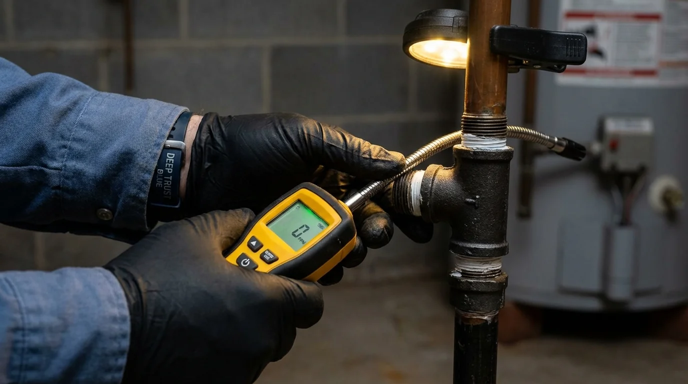 Gas leak detection with electronic sniffer by Johns Plumbing LLC in Moorefield