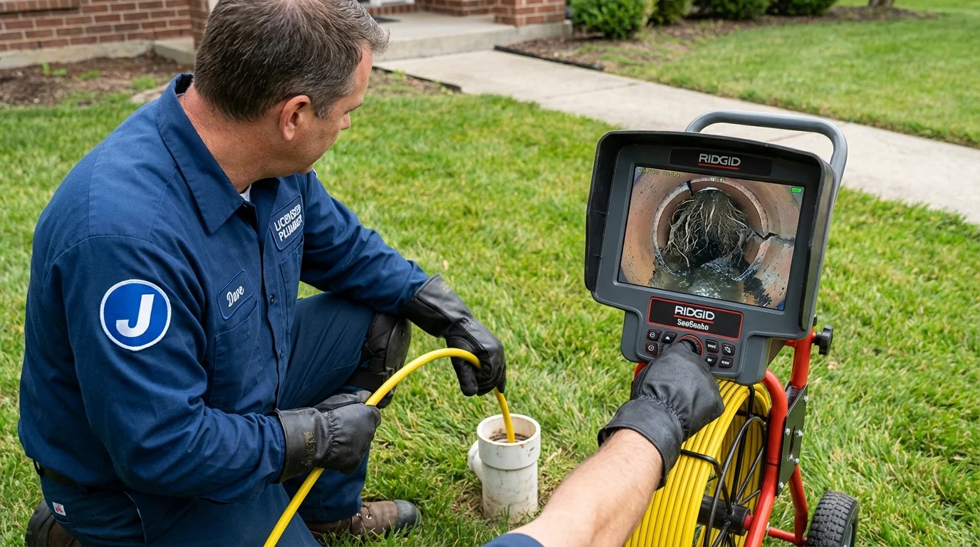 Sewer camera inspection being performed by Johns Plumbing LLC in Moorefield
